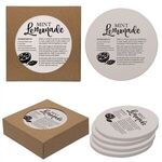 Round Absorbent Stone Coaster 4 Pack - Natural Cream