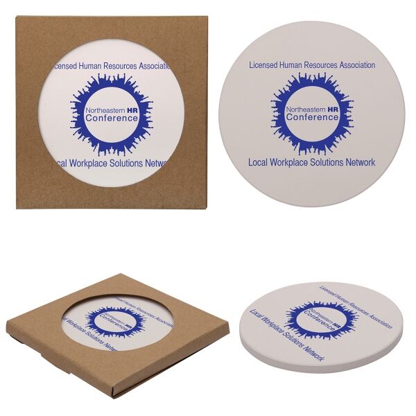 Main Product Image for Round absorbent stone coaster with cork backing and pad printed
