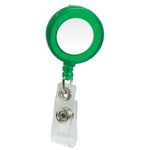 Round Domed Badge Holder with Slide on Clip - Translucent Green