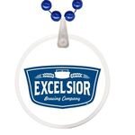Round Mardi Gras Beads with Disk and Decal - Navy Blue