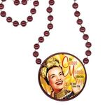 Round Mardi Gras Beads with Inline Medallion - Burgundy
