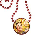 Round Mardi Gras Beads with Inline Medallion - Red