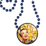 Round Mardi Gras Beads with Inline Medallion - Royal Blue