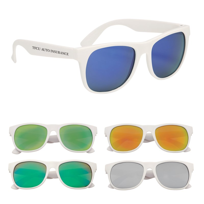Main Product Image for Imprinted Rubberized Mirrored Malibu Sunglasses
