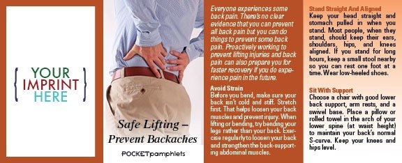 Main Product Image for Safe Lifting - Prevent Backaches Pocket Pamphlet
