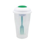 Salad Shaker Container with Fork and Dressing Container - Green