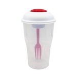 Salad Shaker Container with Fork and Dressing Container - Red