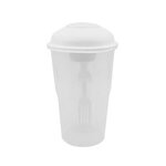 Salad Shaker Container with Fork and Dressing Container - White