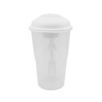 Salad Shaker Container with Fork and Dressing Container - White