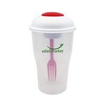 Salad Shaker with Fork and Dressing Container - Red