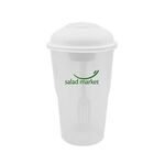 Salad Shaker with Fork and Dressing Container - White