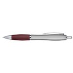 Satin Pen - Silver With Burgundy