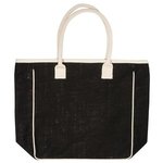 Seville Jute/Canvas Tote - Black