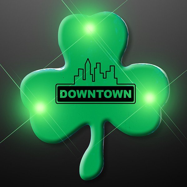 Main Product Image for Custom Shamrock Flashing Pins - Blinky Green