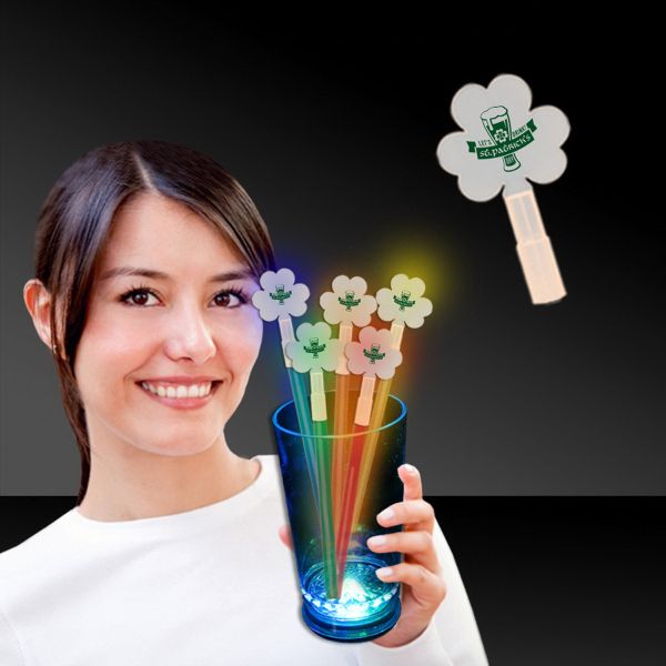 Main Product Image for Swizzle Stick Toppers Shamrock Glow Light Up