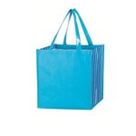 Shiny Laminated Non-Woven Tropic Shopper Tote Bag - Blue