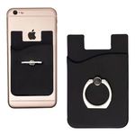 Silicone Card Holder With Metal Ring Phone Stand - Black