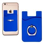 Silicone Card Holder With Metal Ring Phone Stand - Blue