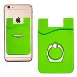 Silicone Card Holder With Metal Ring Phone Stand - Lime Green