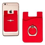 Silicone Card Holder With Metal Ring Phone Stand - Red