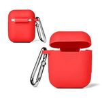 Silicone Earbud Case with Carabiner - Red