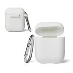 Silicone Earbud Case with Carabiner - White