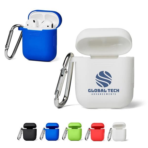 Main Product Image for Custom Imprinted Advertising Silicone Earbud Case With Carabiner