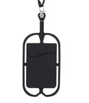 Silicone Lanyard With Phone Holder & Wallet - Black