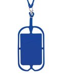 Silicone Lanyard With Phone Holder & Wallet - Blue