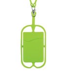Silicone Lanyard With Phone Holder & Wallet - Lime