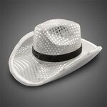 Silver LED Sequin Cowboy Hat -  