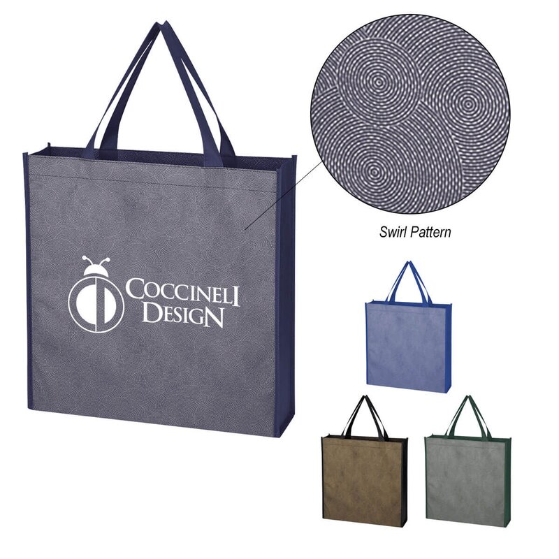 Main Product Image for Custom Printed Silver Swirls Non-Woven Tote Bag