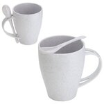 Sip N Stir 12 oz Bamboo Mug with Spoon - Medium White