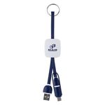 Slide Charging Cables on Key Ring - Navy Blue
