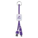 Slide Charging Cables on Key Ring - Purple