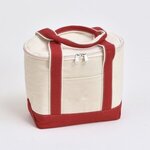 Small Canvas Boat Cooler - Natural-red