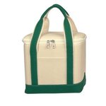Small Cotton Canvas Kooler Bag - Natural With Forest Green