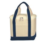 Small Cotton Canvas Kooler Bag - Natural With Navy