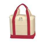 Small Cotton Canvas Kooler Bag - Natural with Red