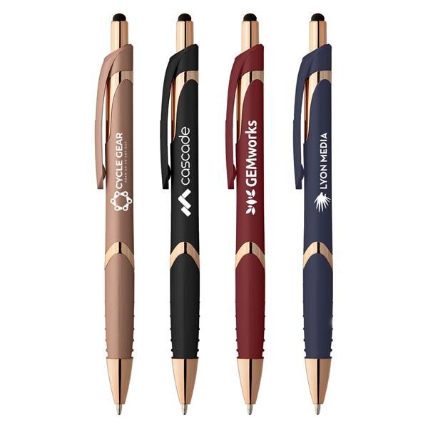 Main Product Image for Solana Softy Rose Gold Pen with Stylus - Silkscreen