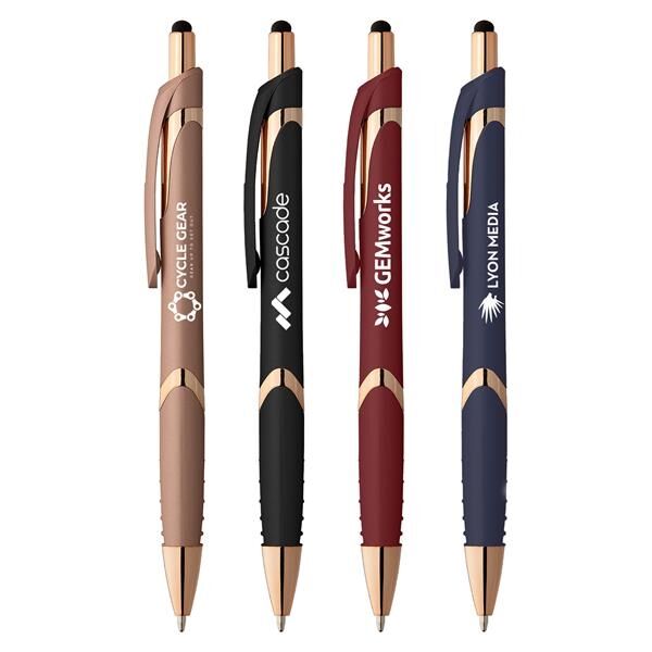 Main Product Image for Custom Printed Solana Softy Rose Gold Pen With Stylus