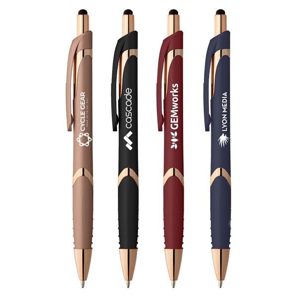 Main Product Image for Solana Softy Rose Gold Pen With Stylus - Silkscreen