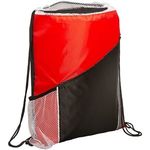 Sprint Angled Drawstring Sports Pack with Pockets - Red