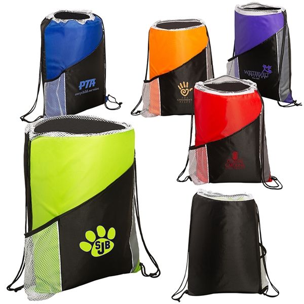 Main Product Image for Imprinted Sprint Angled Drawstring Sports Pack With Pockets