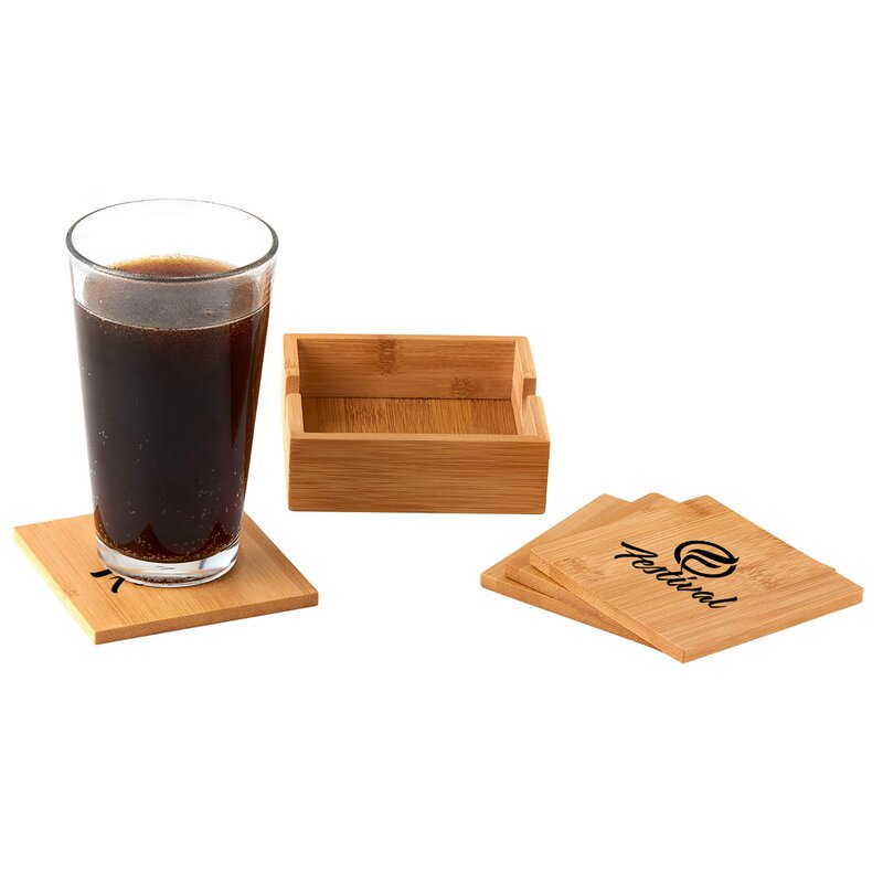 Main Product Image for Square Bamboo Coaster Set