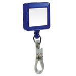 Square Domed Badge Holder with Alligator Clip - Translucent Blue