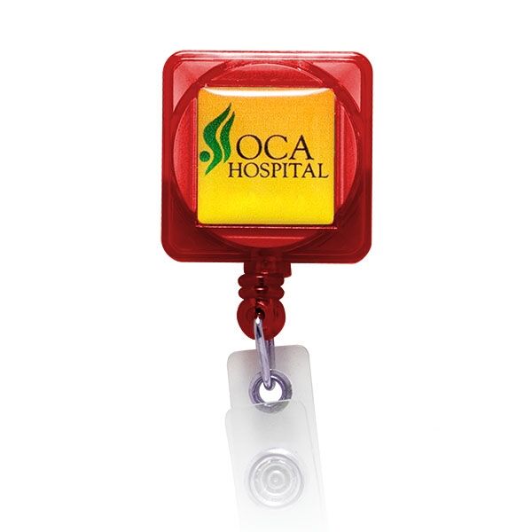 Main Product Image for Square Domed Retractable Badge Holder With Alligator Clip