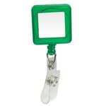 Square Domed Retractable Badge Holder with Slide on Clip