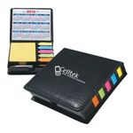Square Leather Look Case of Sticky Notes with Calendar & Pen -  