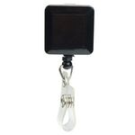 Square Pad Print Badge Holder with Slide on Clip - Black